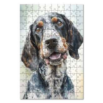 Wooden Puzzle Bluetick Coonhound watercolor