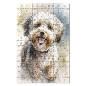 Wooden Puzzle Dandie Dinmont Terrier watercolor