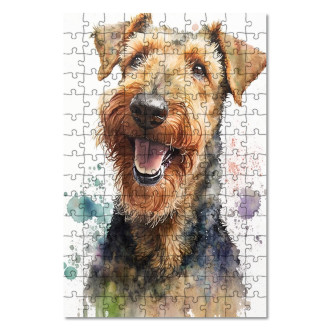 Wooden Puzzle Airedale Terrier watercolor