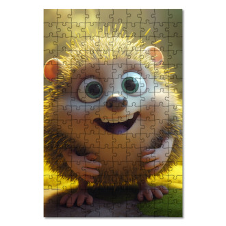 Wooden Puzzle Cute animated hedgehog