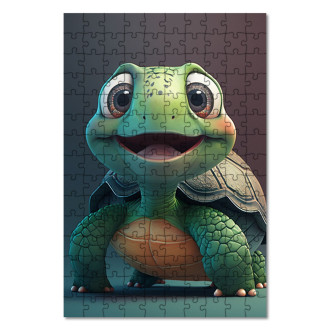 Wooden Puzzle Cute animated turtle
