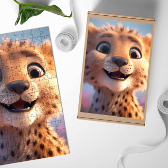 Wooden Puzzle Cute animated cheetah