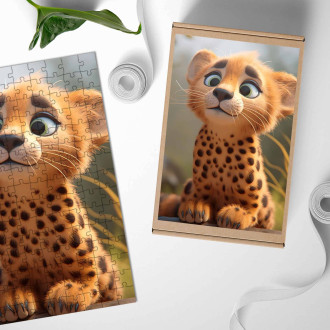 Wooden Puzzle Cute animated cheetah 1
