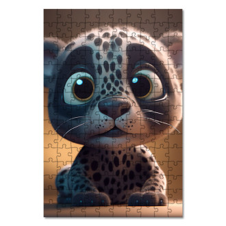 Wooden Puzzle Cute animated snow leopard