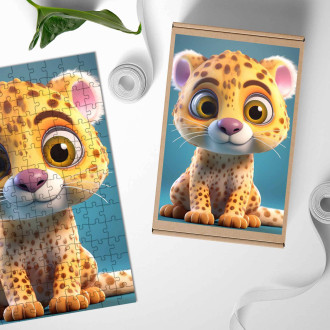 Wooden Puzzle Cute animated leopard