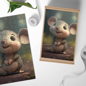 Wooden Puzzle Cute animated mouse 1