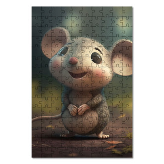 Wooden Puzzle Cute animated mouse 1