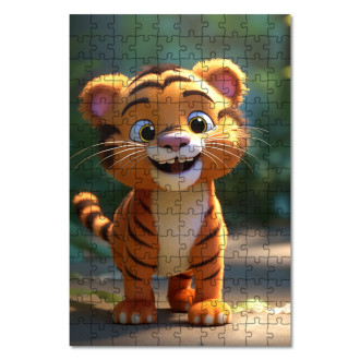 Wooden Puzzle Cute animated tiger
