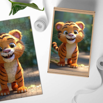 Wooden Puzzle Cute animated tiger
