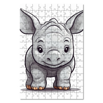 Wooden Puzzle Cartoon Rhinoceros