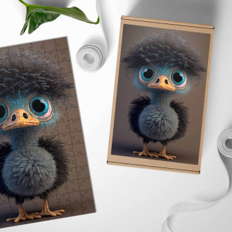 Wooden Puzzle Cute animated ostrich