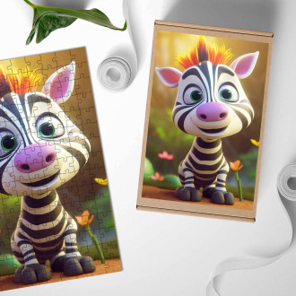 Wooden Puzzle Cute animated zebra 1