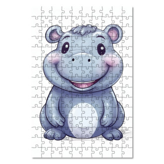 Wooden Puzzle Cartoon Hippo