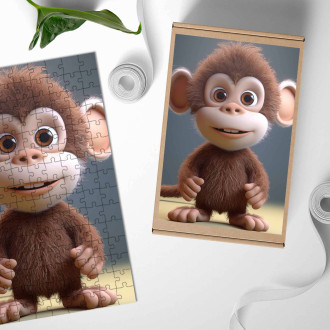 Wooden Puzzle Cute animated monkey