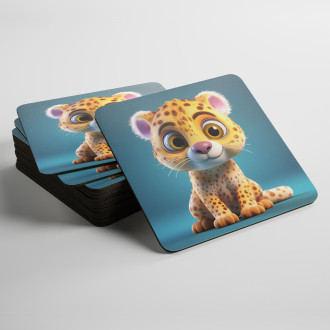 Coasters Cute animated leopard