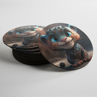 Coasters Cute animated leopard 1