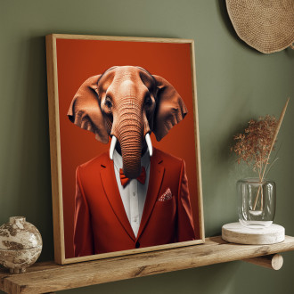 elephant in orange suit