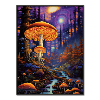 fantasy mushrooms in deep forest