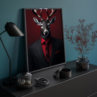 deer in black suit