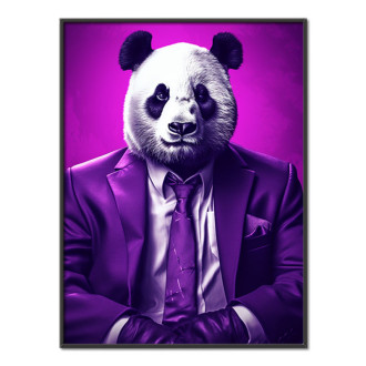 panda bear in purple suit and tie