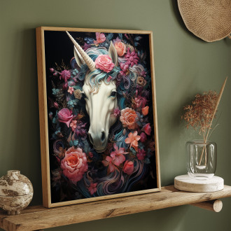 unicorn with flowers around