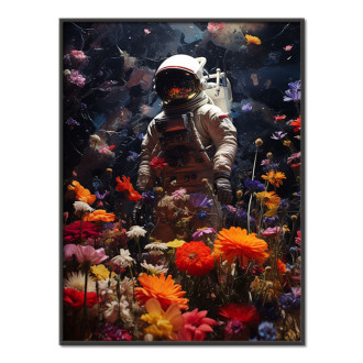 astronaut surrounded by flowers