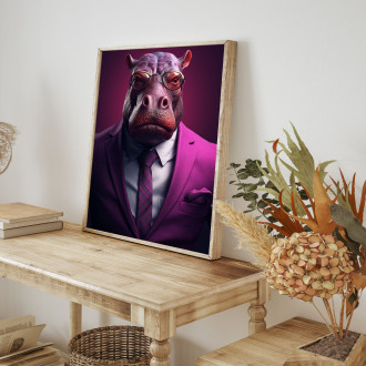hippo in suit and tie