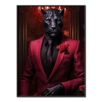 black panther in red suit