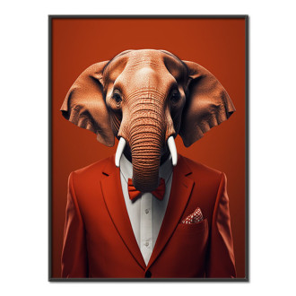 elephant in orange suit