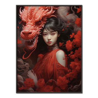 girl with flowers and dragon