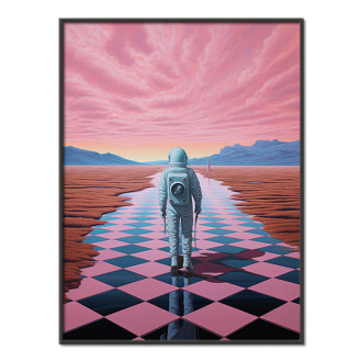 astronaut on a checkered field
