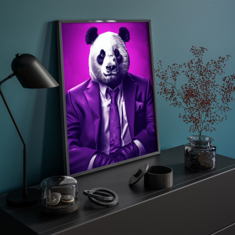panda bear in purple suit and tie