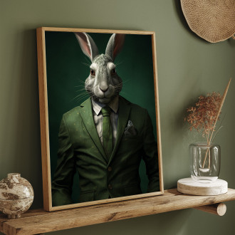 rabbit in green suit