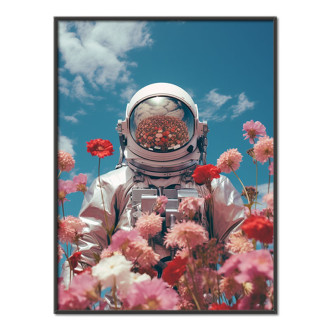 astronaut in floral space wearing a helmet