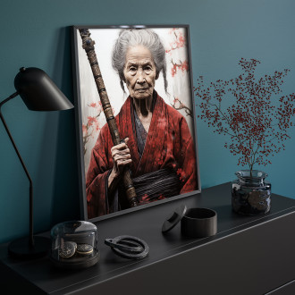 old woman samurai with sword