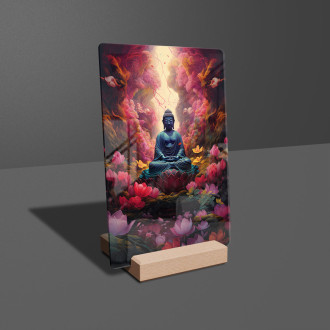 Acrylic glass buddha sitting before lots of flowers-gigapixel-standard-scale-6