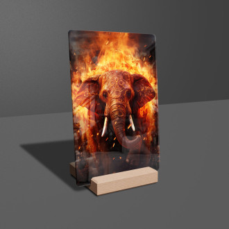 Acrylic glass elephant in fire