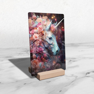 Acrylic glass unicorn covered with flowers 2