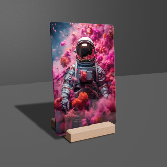 Acrylic glass astronaut with pink smoke rising upwards-gigapixel-standard-scale-6