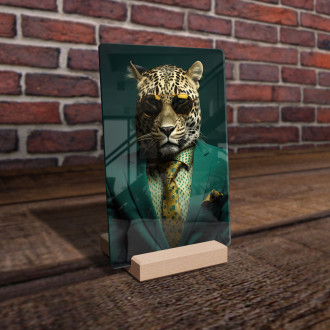 Acrylic glass leopard in green suit and tie-gigapixel-standard-scale-6