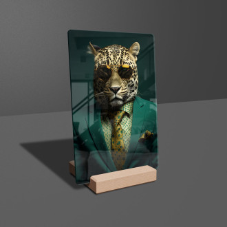 Acrylic glass leopard in green suit and tie-gigapixel-standard-scale-6