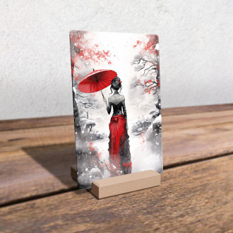 Acrylic glass snowy landscape with a woman holding an umbrella-gigapixel-standard-scale-6