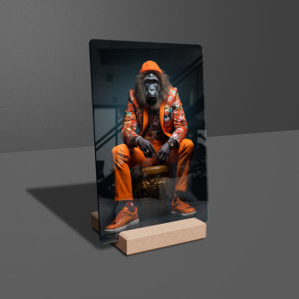 Acrylic glass gorilla in an orange floral suit-gigapixel-standard-scale-6