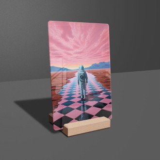 Acrylic glass astronaut on a checkered field-gigapixel-art-scale-6