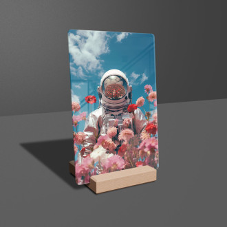 Acrylic glass astronaut in floral space wearing a helmet-gigapixel-standard-scale-6