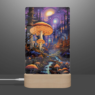 Lamp fantasy mushrooms in deep forest