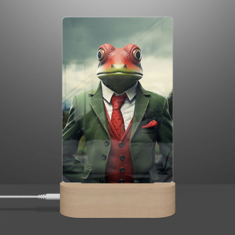Lamp frog dressed in suit