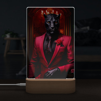 Lamp black panther in red suit
