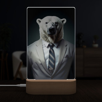 Lamp polar bear in business suit and tie