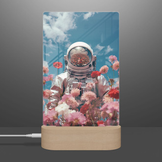 Lamp astronaut in floral space wearing a helmet